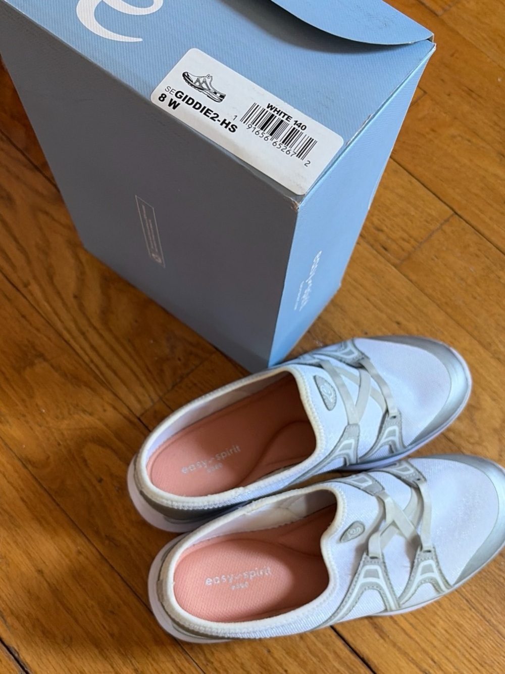 Easy Spirit White Slip-On Sneakers with Pink Insoles